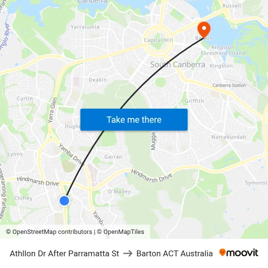 Athllon Dr After Parramatta St to Barton ACT Australia map