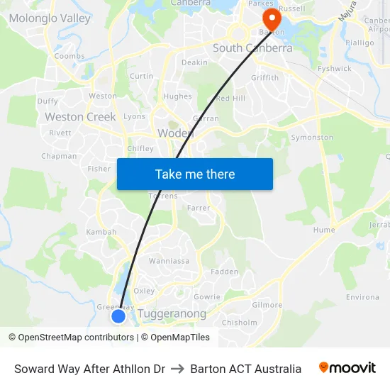 Soward Way After Athllon Dr to Barton ACT Australia map