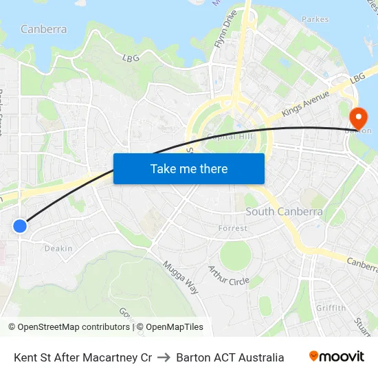 Kent St After Macartney Cr to Barton ACT Australia map