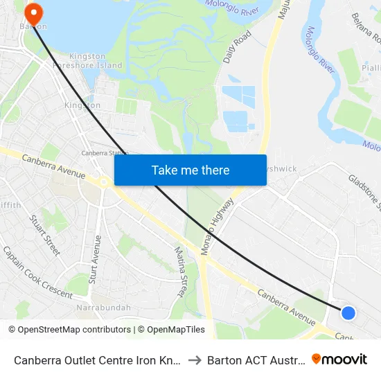 Canberra Outlet Centre Iron Knob St to Barton ACT Australia map