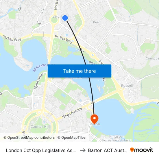 London Cct Opp Legislative Assembly to Barton ACT Australia map