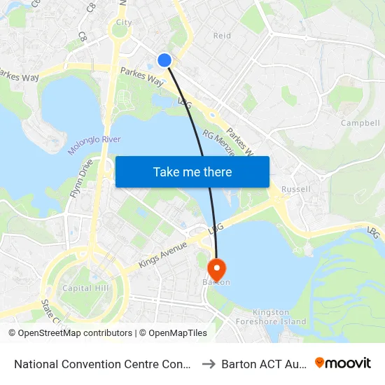 National Convention Centre Constitution Av to Barton ACT Australia map