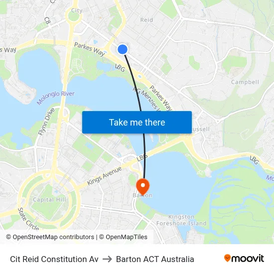 Cit Reid Constitution Av to Barton ACT Australia map