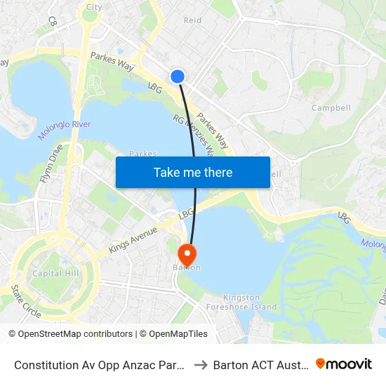 Constitution Av Opp Anzac Park West to Barton ACT Australia map