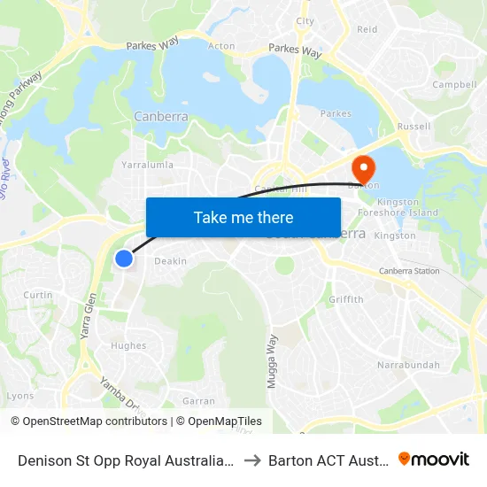 Denison St Opp Royal Australian Mint to Barton ACT Australia map