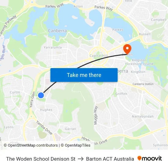 The Woden School Denison St to Barton ACT Australia map