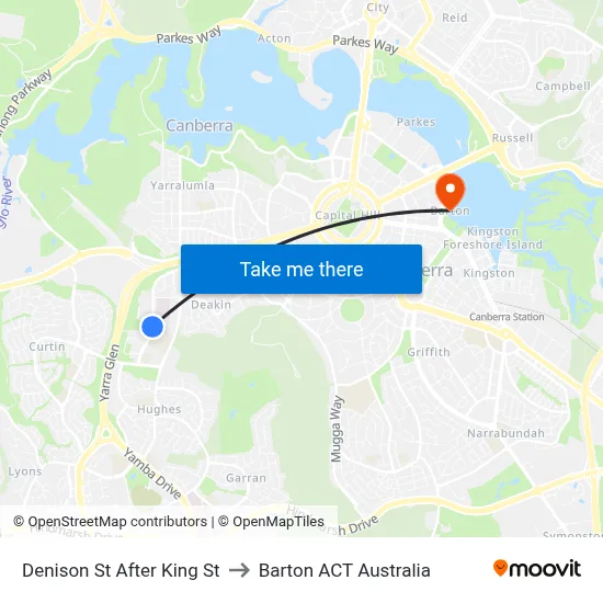 Denison St After King St to Barton ACT Australia map