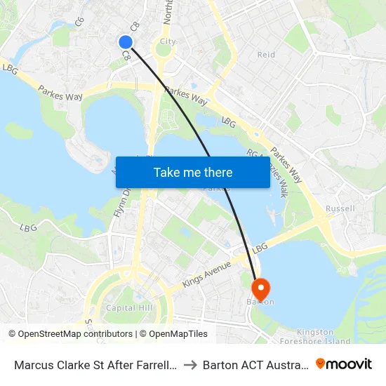 Marcus Clarke St After Farrell Pl to Barton ACT Australia map