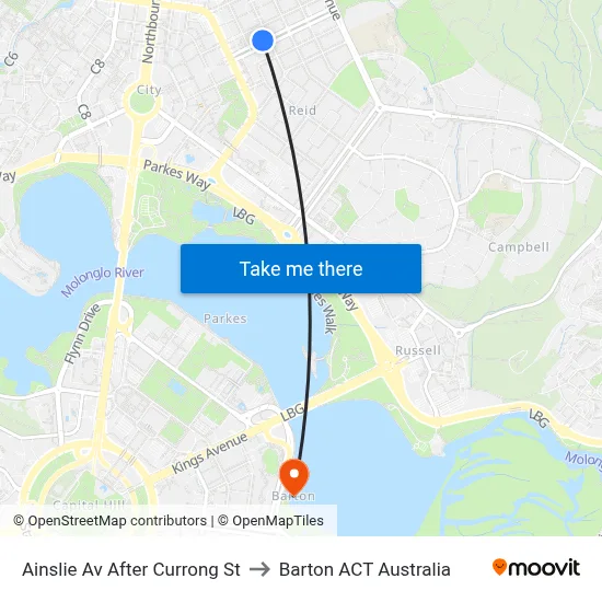 Ainslie Av After Currong St to Barton ACT Australia map