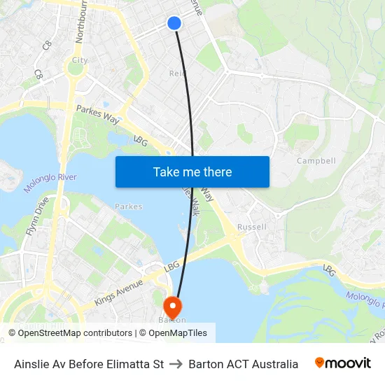 Ainslie Av Before Elimatta St to Barton ACT Australia map