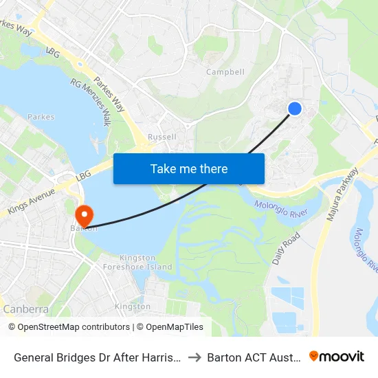General Bridges Dr After Harrison Rd to Barton ACT Australia map