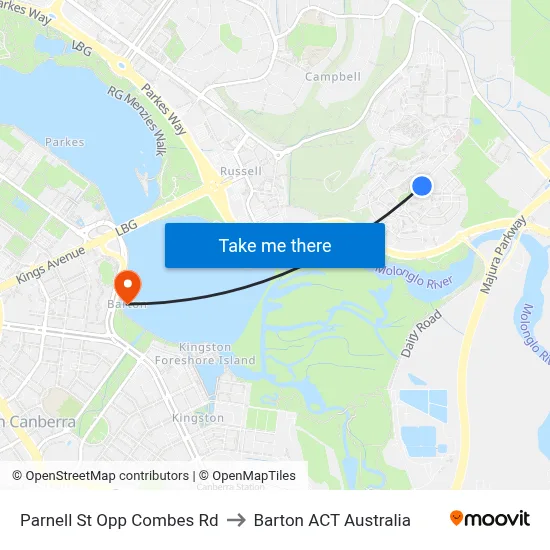 Parnell St Opp Combes Rd to Barton ACT Australia map
