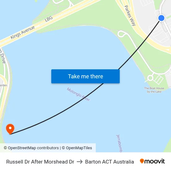 Russell Dr After Morshead Dr to Barton ACT Australia map