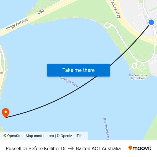 Russell Dr Before Kelliher Dr to Barton ACT Australia map