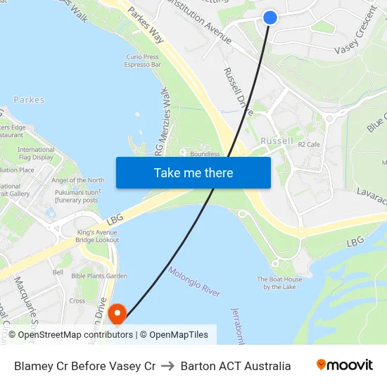 Blamey Cr Before Vasey Cr to Barton ACT Australia map