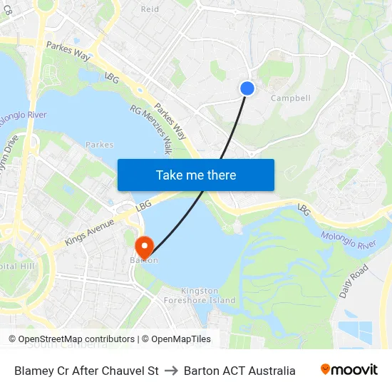 Blamey Cr After Chauvel St to Barton ACT Australia map