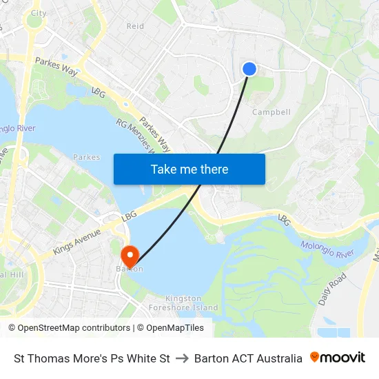 St Thomas More's Ps White St to Barton ACT Australia map