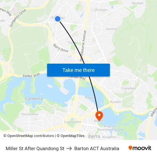 Miller St After Quandong St to Barton ACT Australia map