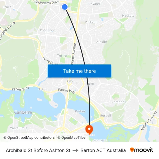 Archibald St Before Ashton St to Barton ACT Australia map