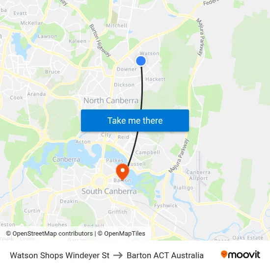 Watson Shops Windeyer St to Barton ACT Australia map