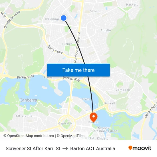 Scrivener St After Karri St to Barton ACT Australia map