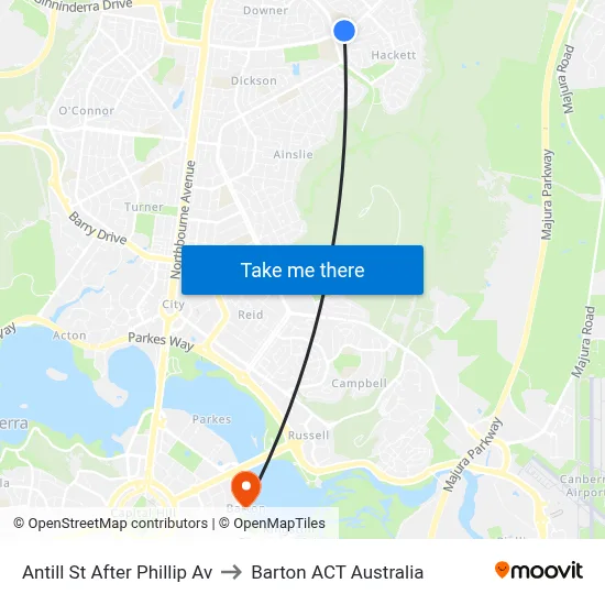 Antill St After Phillip Av to Barton ACT Australia map