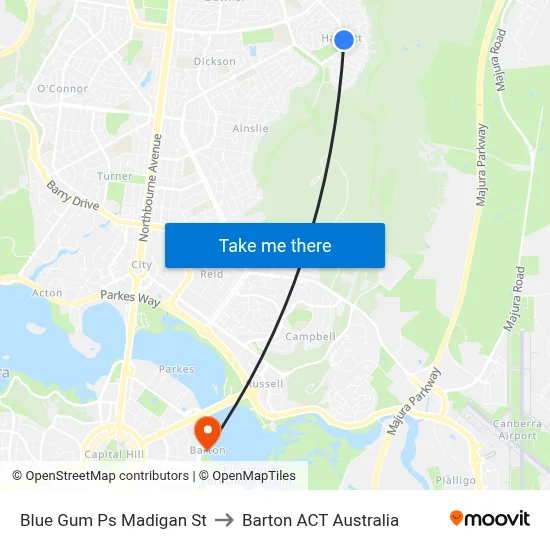 Blue Gum Ps Madigan St to Barton ACT Australia map