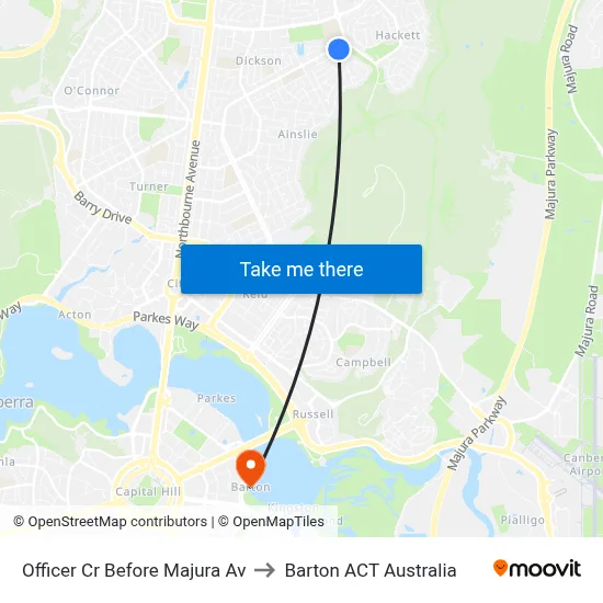 Officer Cr Before Majura Av to Barton ACT Australia map