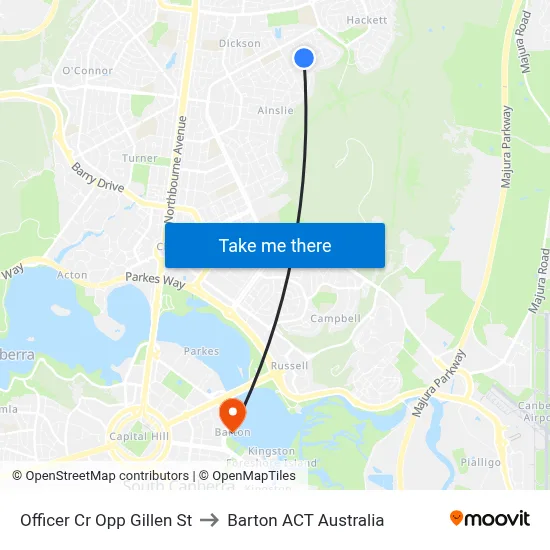 Officer Cr Opp Gillen St to Barton ACT Australia map