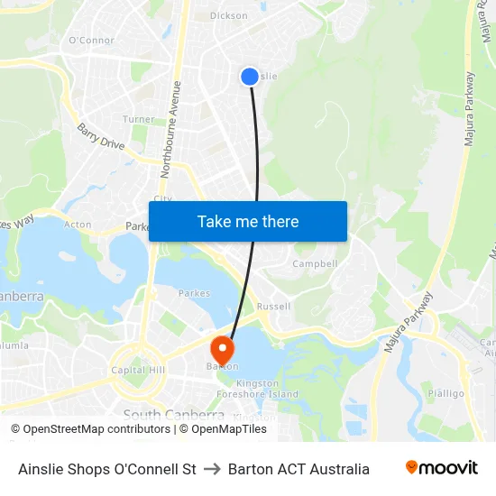 Ainslie Shops O'Connell St to Barton ACT Australia map