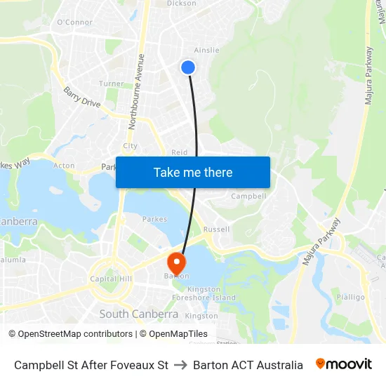 Campbell St After Foveaux St to Barton ACT Australia map