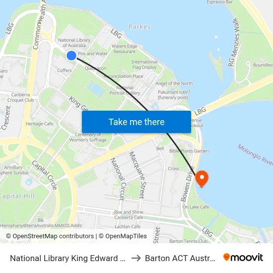 National Library King Edward Tce to Barton ACT Australia map