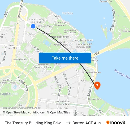 The Treasury Building King Edward Tce to Barton ACT Australia map