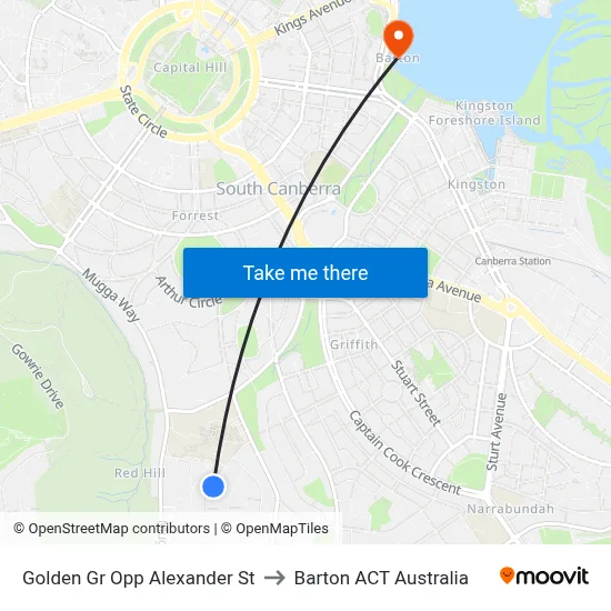 Golden Gr Opp Alexander St to Barton ACT Australia map