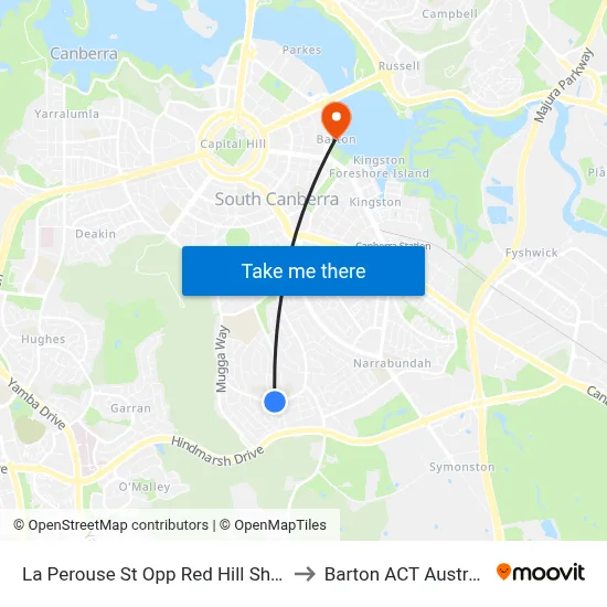 La Perouse St Opp Red Hill Shops to Barton ACT Australia map