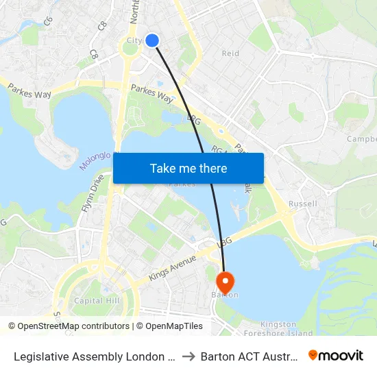 Legislative Assembly London Cct to Barton ACT Australia map