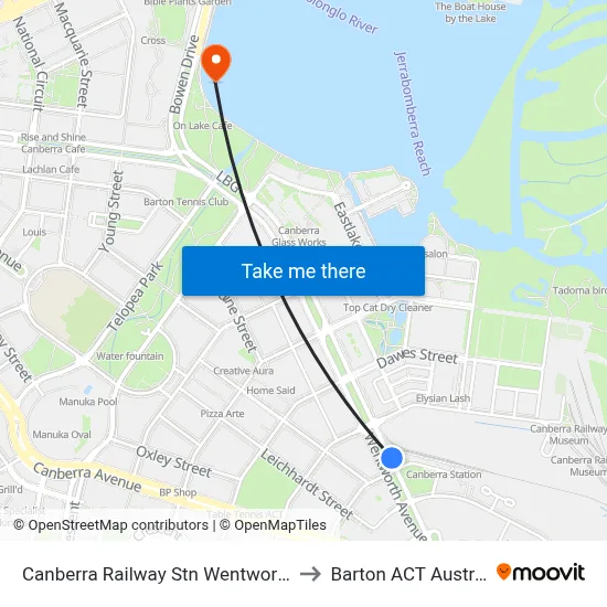Canberra Railway Stn Wentworth Av to Barton ACT Australia map