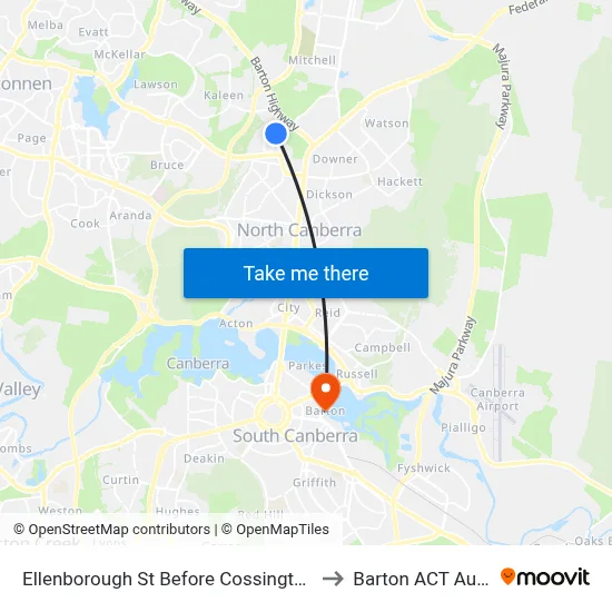 Ellenborough St Before Cossington Smith St to Barton ACT Australia map