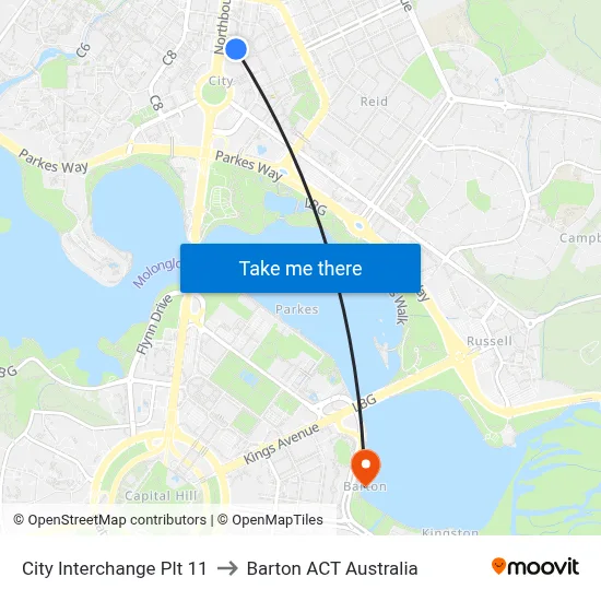City Interchange Plt 11 to Barton ACT Australia map