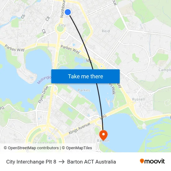 City Interchange Plt 8 to Barton ACT Australia map