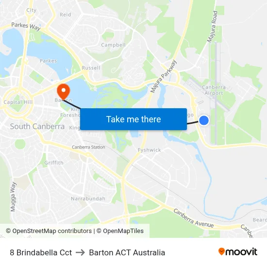 8 Brindabella Cct to Barton ACT Australia map