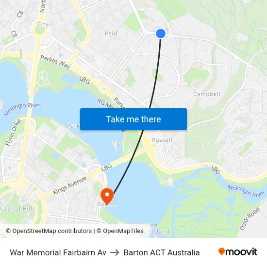 War Memorial Fairbairn Av to Barton ACT Australia map