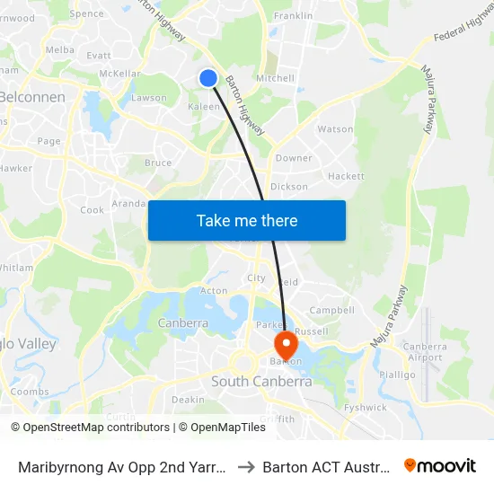 Maribyrnong Av Opp 2nd Yarra St to Barton ACT Australia map