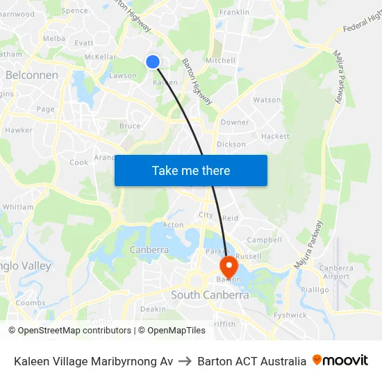 Kaleen Village Maribyrnong Av to Barton ACT Australia map