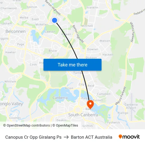Canopus Cr Opp Giralang Ps to Barton ACT Australia map