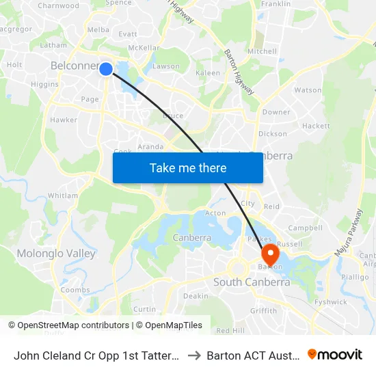 John Cleland Cr Opp 1st Tattersall Cr to Barton ACT Australia map