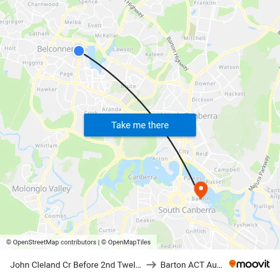 John Cleland Cr Before 2nd Twelvetrees Cr to Barton ACT Australia map