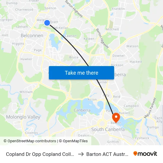 Copland Dr Opp Copland College to Barton ACT Australia map