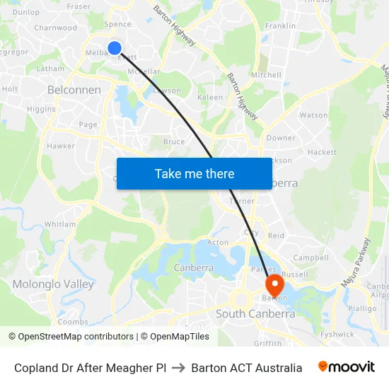 Copland Dr After Meagher Pl to Barton ACT Australia map