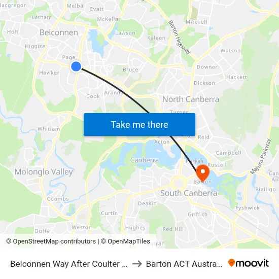Belconnen Way After Coulter Dr to Barton ACT Australia map